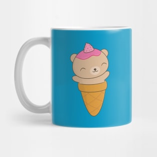 Cute Brown Bear Ice Cream Cone T-Shirt Mug